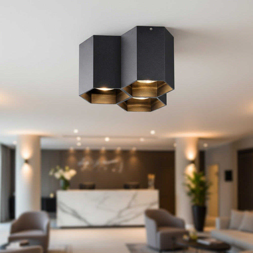 UltraBeam 15 Watt LED Dimmable Hexagonal Surface Mounted Ceiling Spotlights