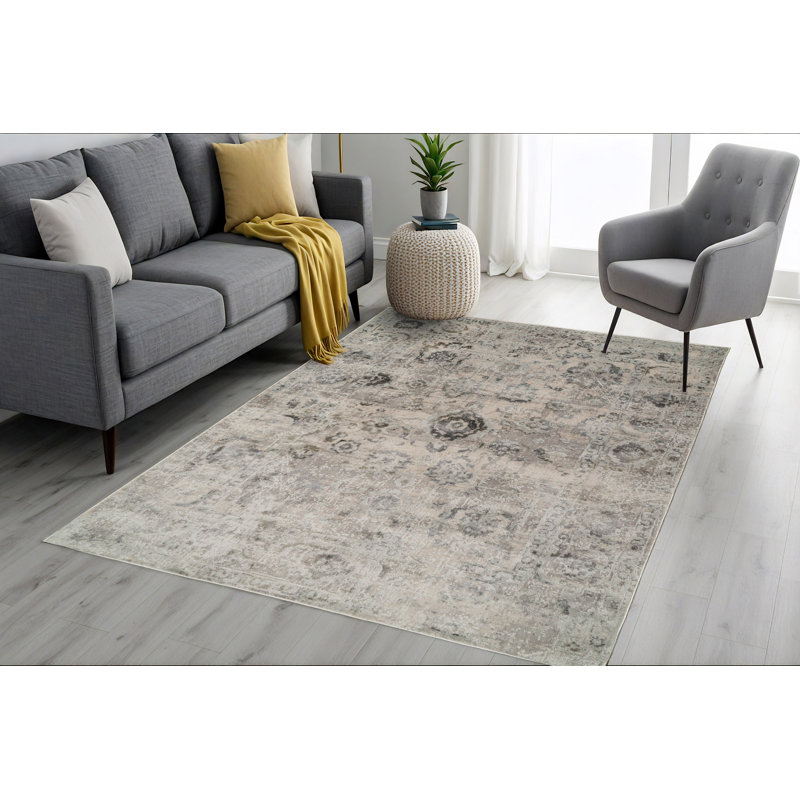 Tapis ivoire / gris Felda, Rectangle 9 pi 2 po x 12 pi 10 po