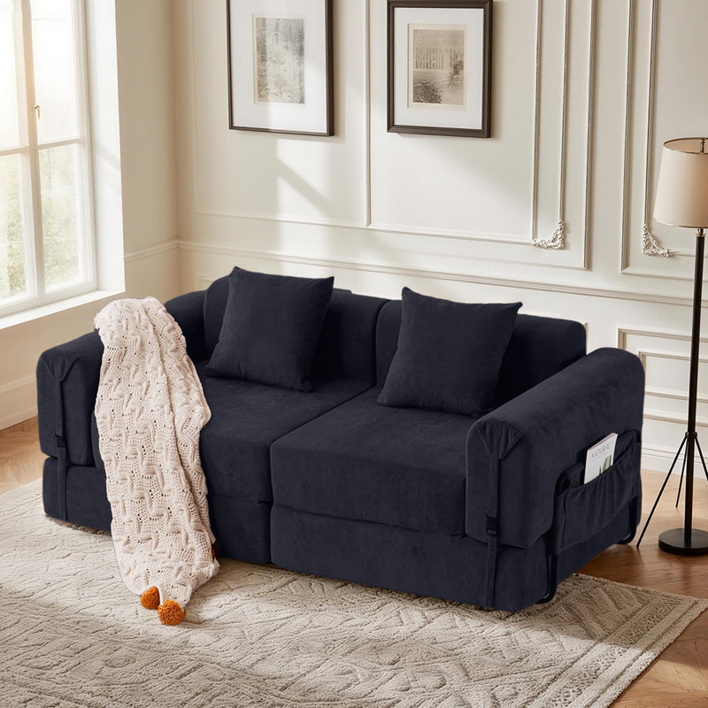Boneless Convertible Folding Bed&modern Modular Sectional Sleeper Couch, Black