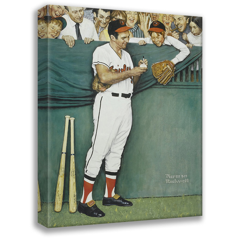 «Brooks Robinson» par Norman Rockwell, toile tendue avec châssis, H 18 po x l 13 po