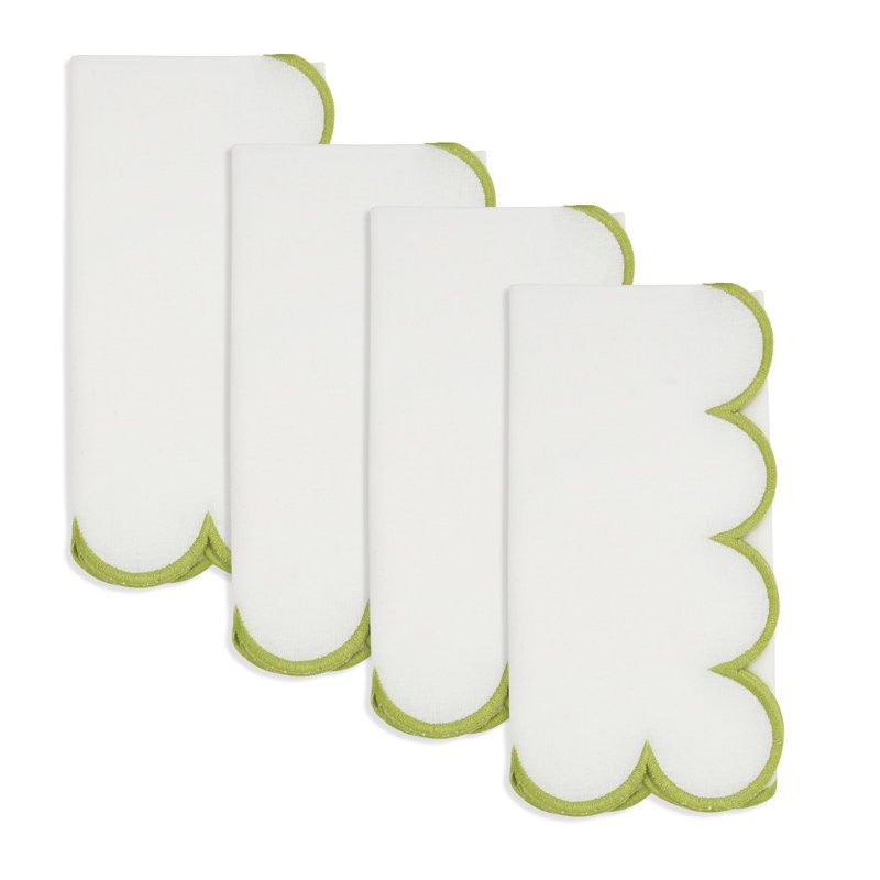 Paddock 100% Cotton Rectangle Napkin, White/Kiwi