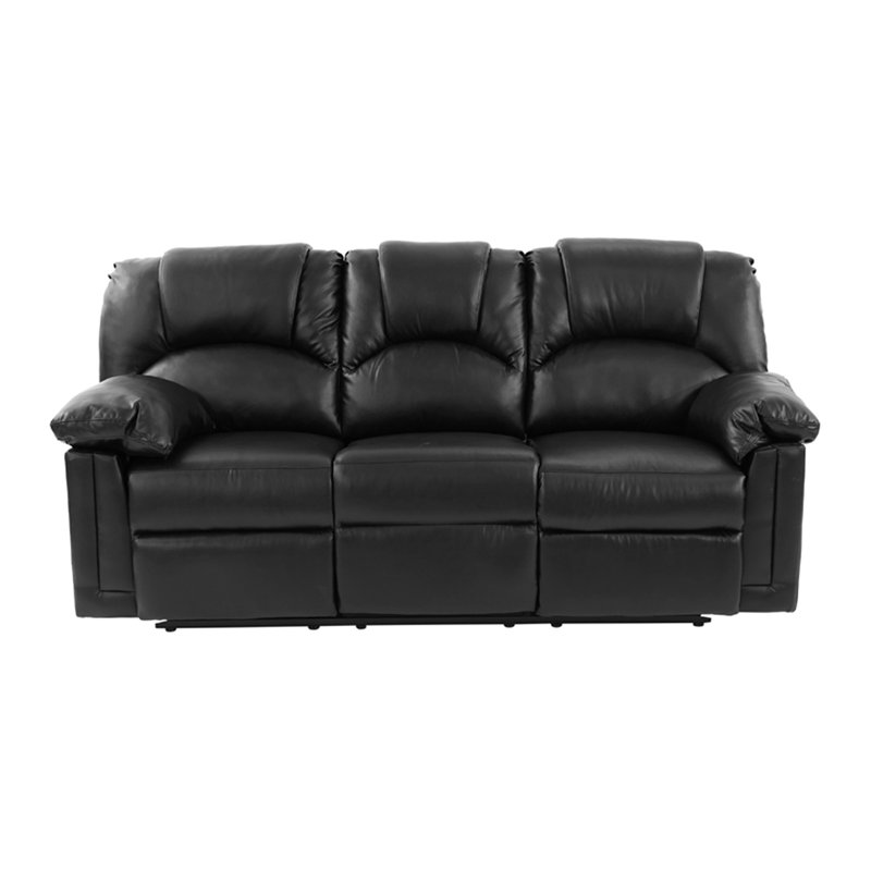 78.6'' W Faux Leather Pillow Top Arm Reclining Sofa, Black