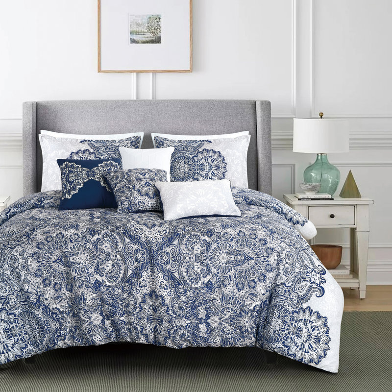 Estime Luxury 7 Piece Comforter Set, Queen Comforter + 6 Additional Pieces