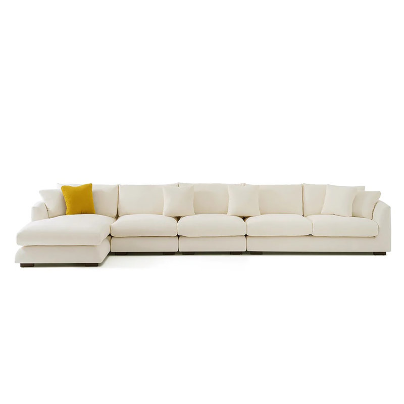 Delaia Upholstered L-Shaped Sectional, Beige 100% Cotton, Left Hand Facing