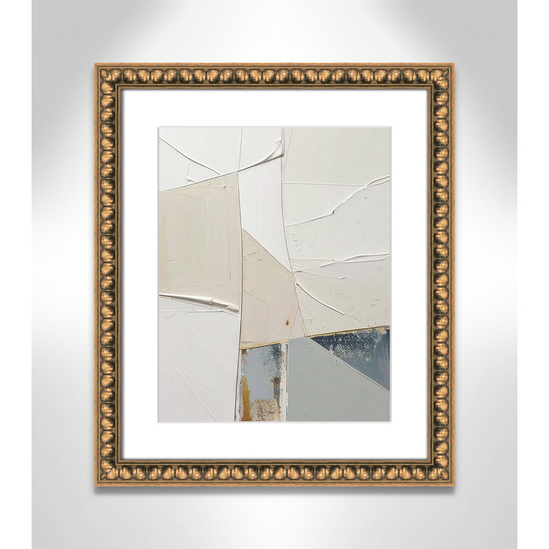 «Plastering II» par Alonza Saunders, L 17 po x H 20 po, Imprimé mat, Perles de feuilles dorées