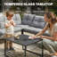 Ensemble de meubles de patio 4 pièces avec table basse et coussins, gris