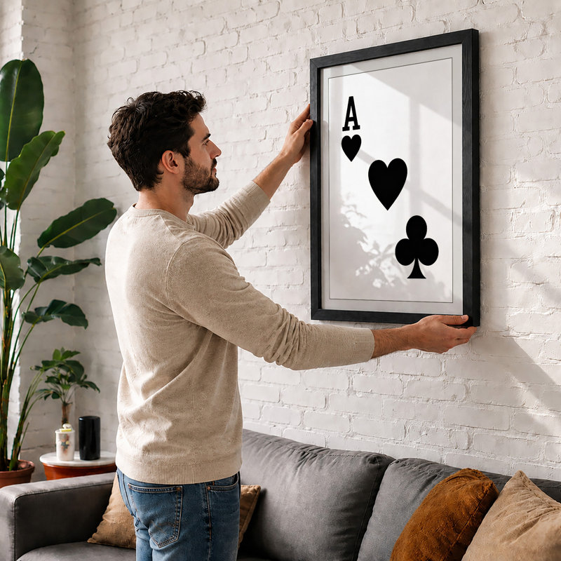 Ace And Hearts Geometric - Print, Walnut, A4 - 29.7 x 21.0 cm