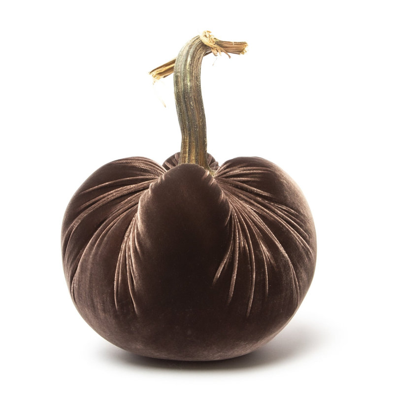 Espresso Silk Velvet Pumpkin, 13" H x 11" W x 11" D