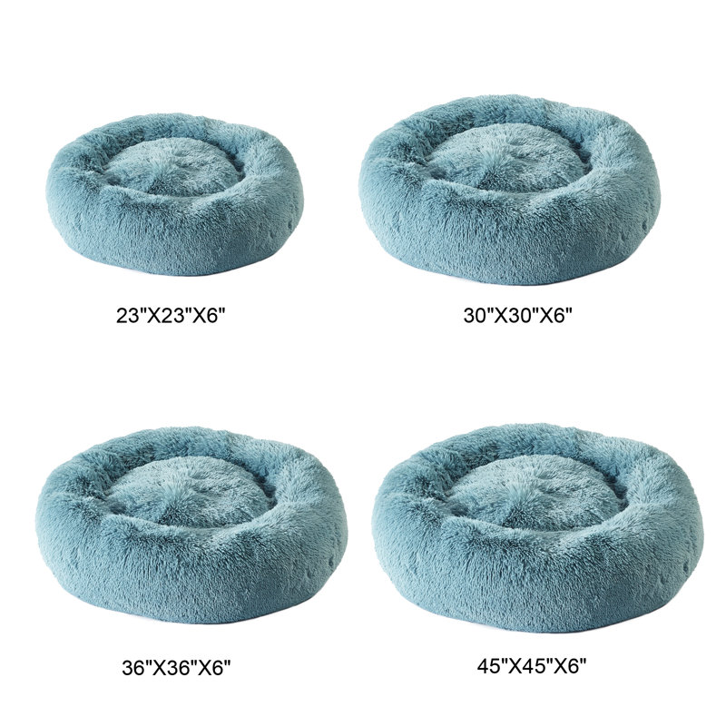 Sharlene Sharlene Shaggy Donut, Très petit (l 23 po x D 23 po x H 6 po), Bleu argenté
