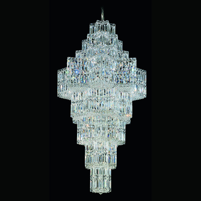 Equinoxe 63 Light 29.5in x 58in Pendant in Polished Gold with Clear Optic Crystals, Silver