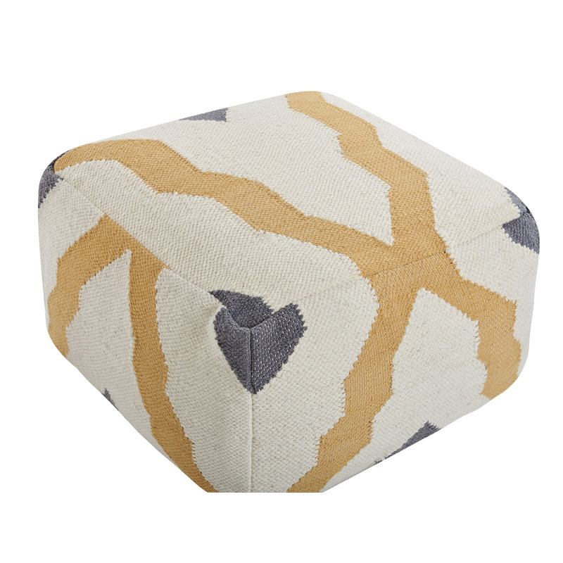 Rosy 56cm Wide Square Striped Pouffe Ottoman