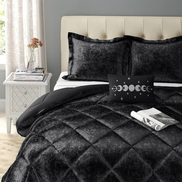 3 Pc Super Soft Black/Grey Reversible Comforter Queen Bed Set Down  Alternative Queen Size Bedding Set with 2 Reversible Shams