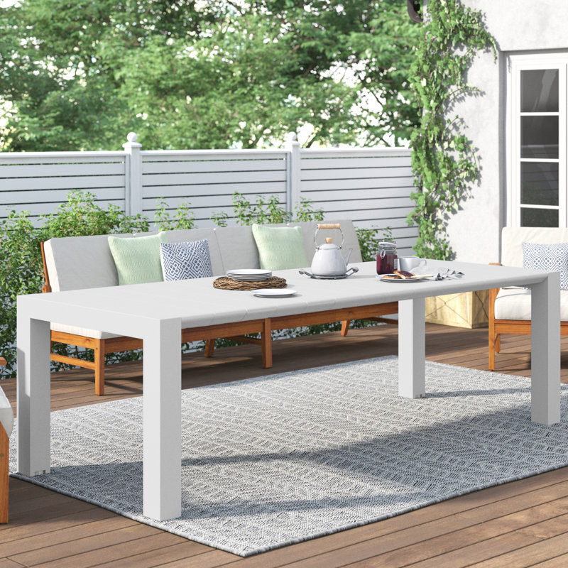 Spector Extendable Dining Table, White, 39" W x 102" L x 29.5" H