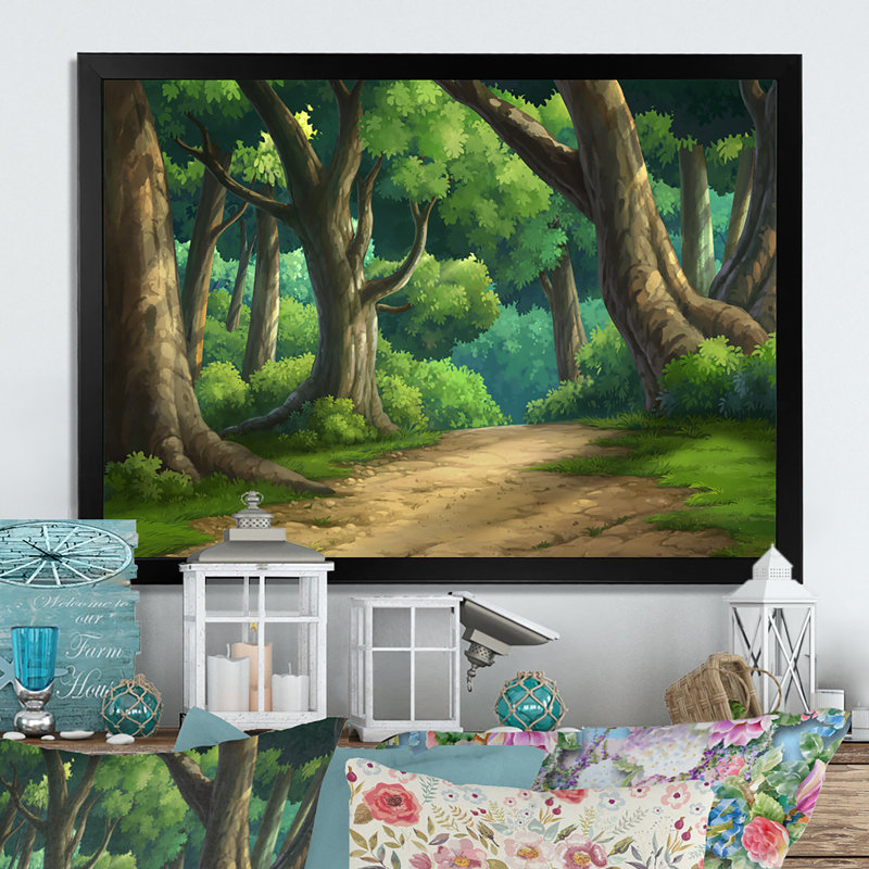 " Morning Light In The Forest IV ", Black Closed Corner Framed, 8" H x 12" W x 1" D