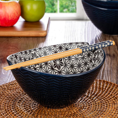 Oval Noodle Bowl Blue/black