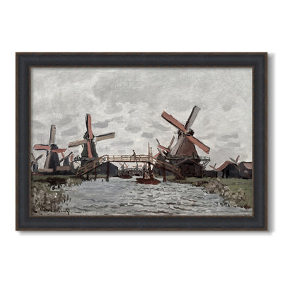 Windmills near Zaandam, 1871-Claude Monet-Custom Framed Canvas