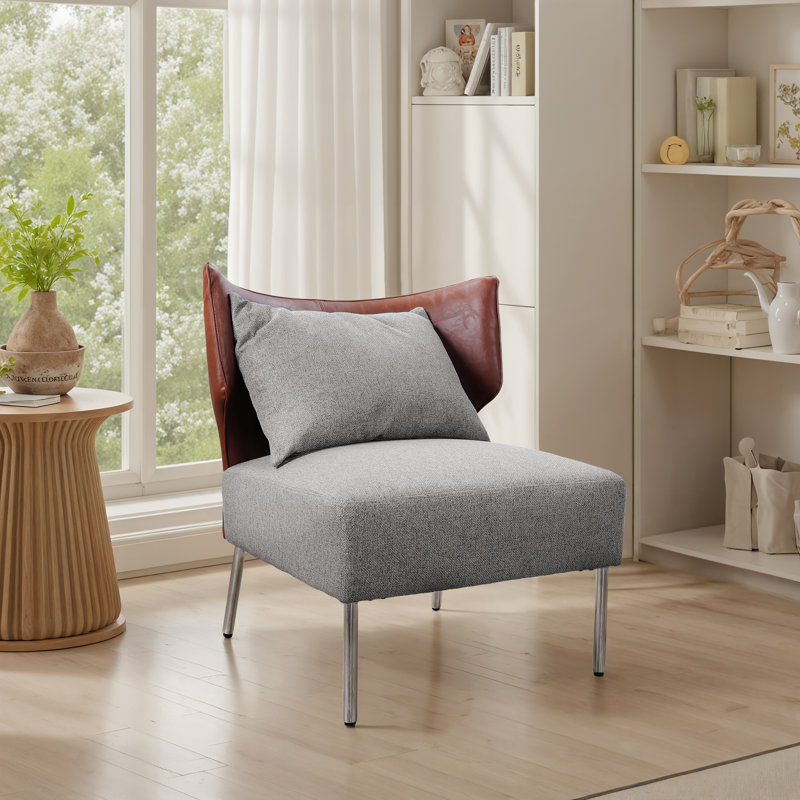 28.15'' W Upholstered Accent Barrel Chair With Removable Back Cushion, Gray Polyester