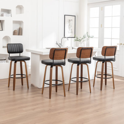 Swivel Upholstered and Faux Leather Bar Stool