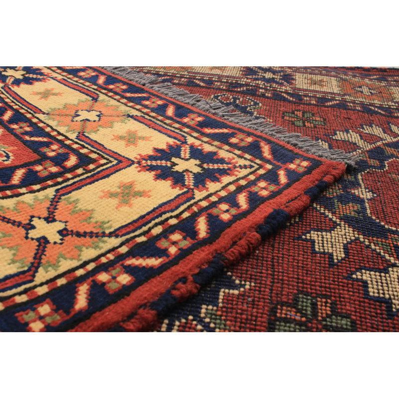 Tapis de couloir unique en laine noué à la main Kargahi années 2010 brique / noir / crème 2 pi 9 po x 10 pi 9 po Bermudes