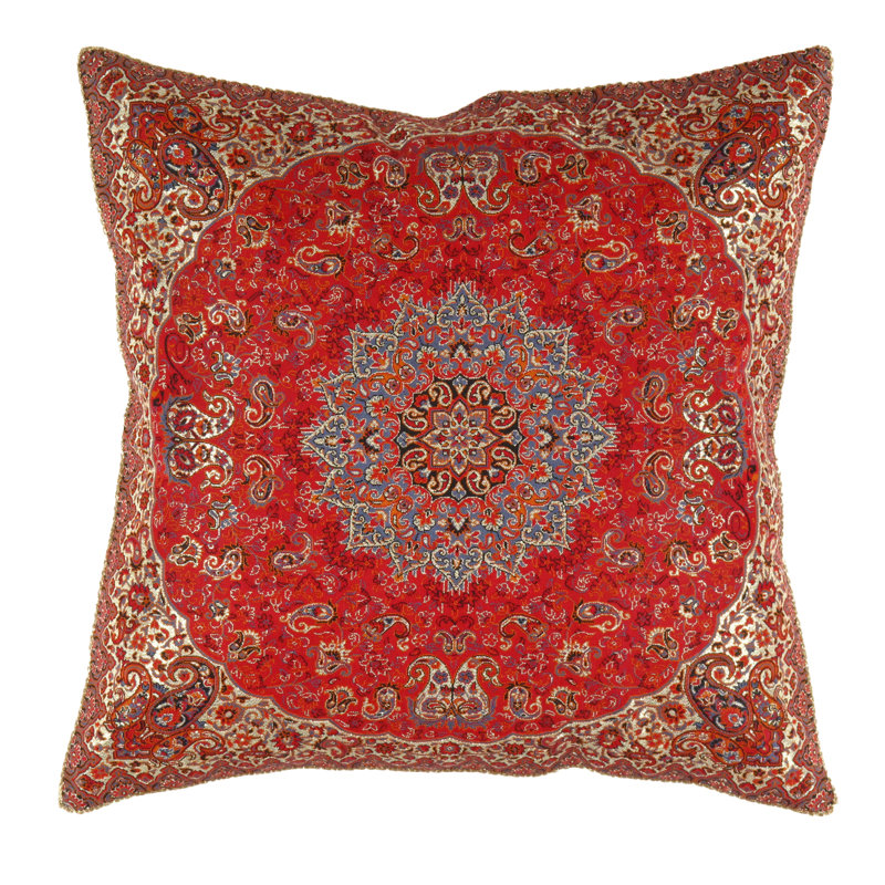 Square Pillow Cover & Insert, Red Floral Oriental, 20" H x 20" W