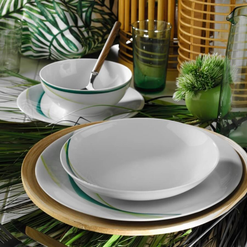 Denten Piece Porcelain China Dinnerware Set - Service for 6