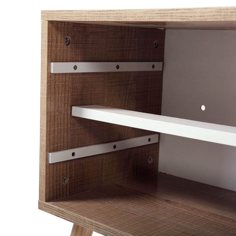 Coldiron Drawer Mid-Century Nightstand, Wooden/White