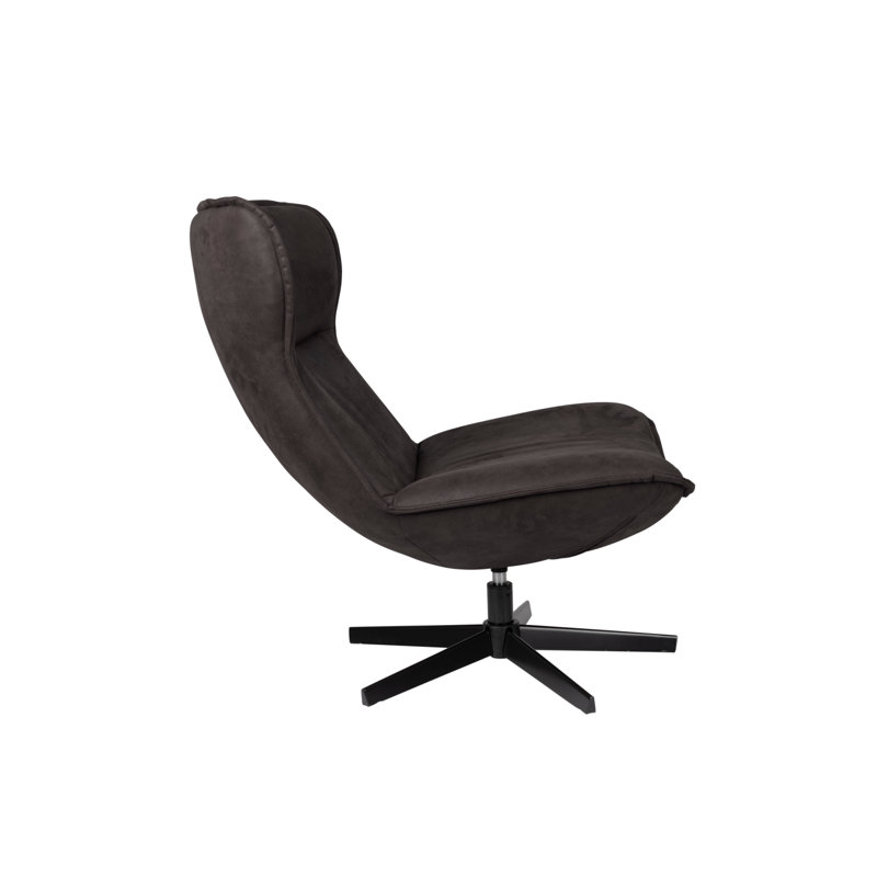 John Swivel Lounge Chair, Black Polyester Blend