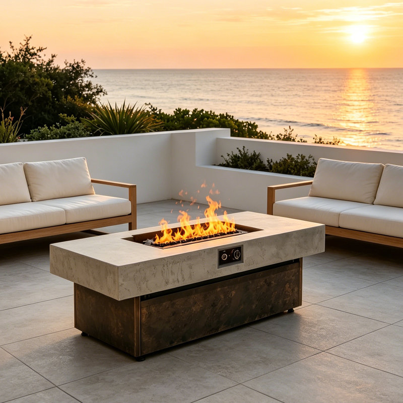50,000 BTU Outdoor Propane Fire Pit Table with Adjustable Feet for Patio and Backyard
