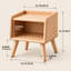 Table de chevet scandinave en bois massif - Armoire de rangement en hêtre naturel avec tablettes ouvertes et gestion des câbles