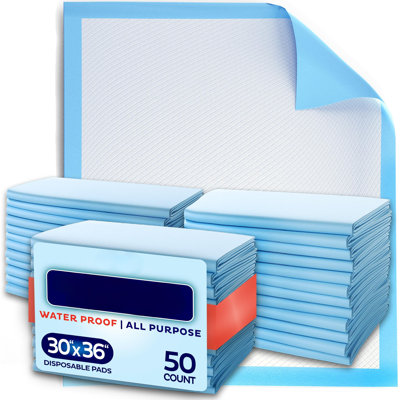 Chucks Pads Disposable 30X36 Underpads [50-Pack] Incontinence Chux Pads Absorbent Fluff Protective Bed Pads - Extra Large Pee Pads For Kids, Adults &