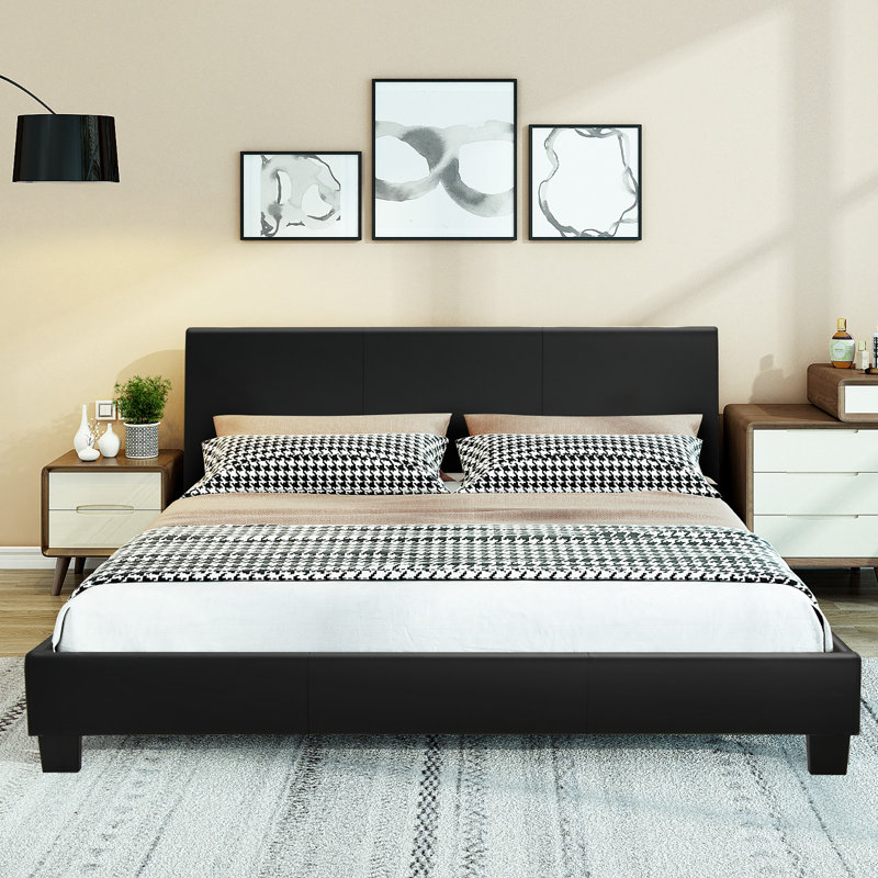 Killagan Upholstered Platform Bed, Queen, Black