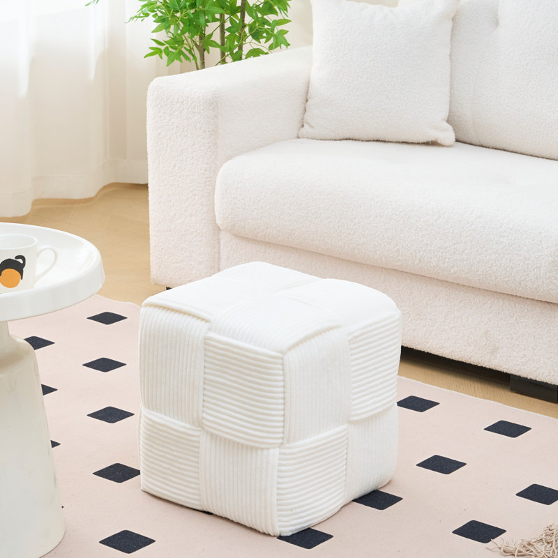 Upholstered Ottoman, White