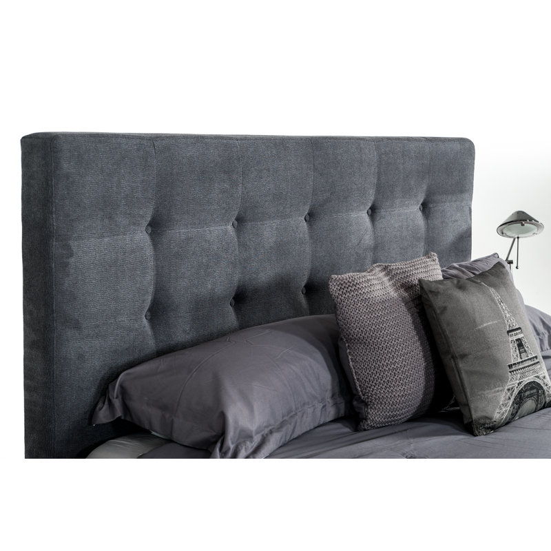 Arretta Upholstered Platform Bed, King, Dark Gray