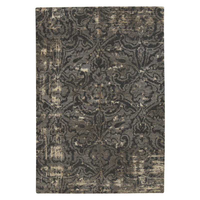 Hand Knotted Area Rug in Dark Gray