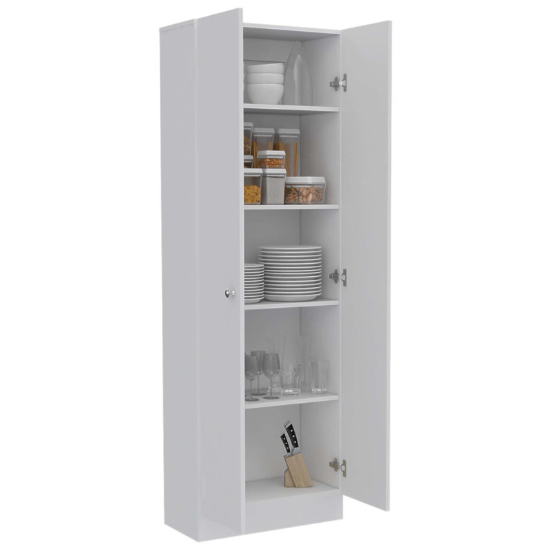 Armoire garde-manger à plusieurs rangements avec cinq tablettes et une conception à double porte pour une organisation et une polyvalence améliorées dans divers décors