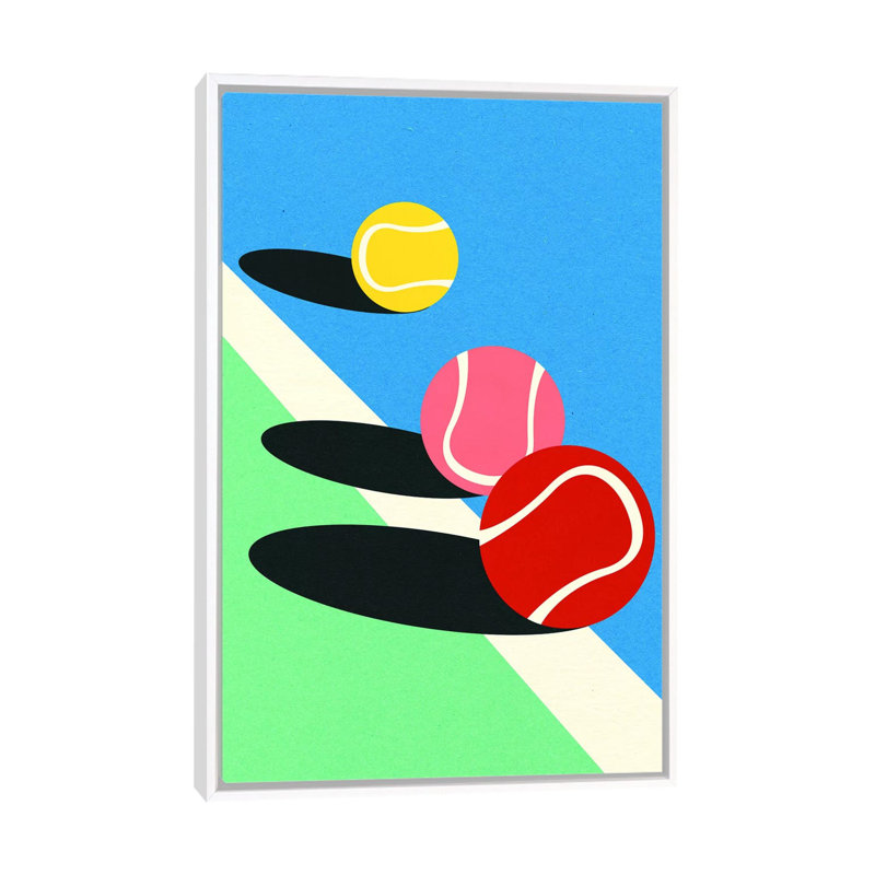 3 balles de tennis - reproduction d'art murale - toile encadrée, H 26 po x l 18 po, Toile à cadre flottant sans passe-partout