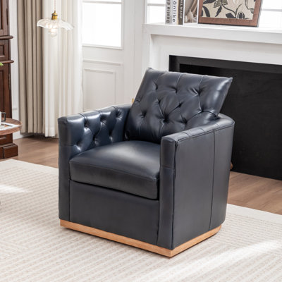 Fauteuil pivotant en cuir véritable Azib
