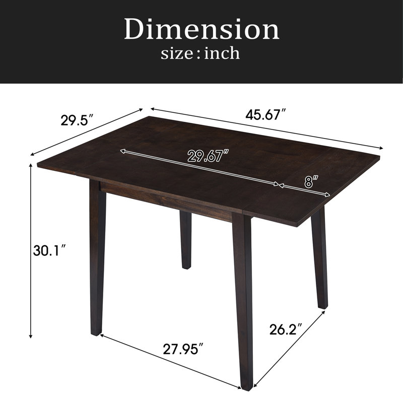 29"- 45" Extendable Dining Table For 4, Folding Kitchen Table With Rubberwood Legs, Space-Saving Dinner Table For Living Room, Kitchen, Dining Room, Small Space