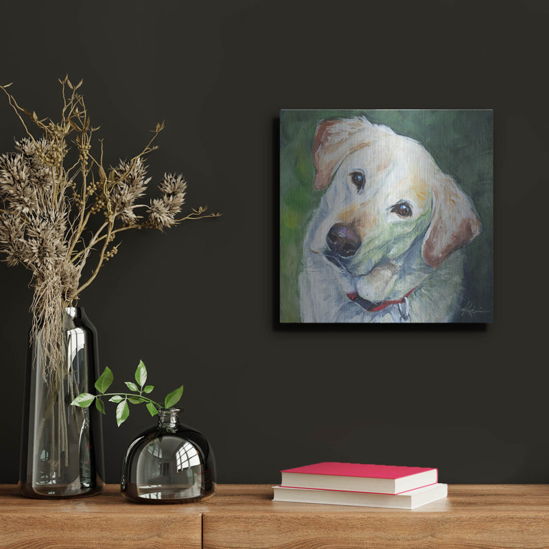 Red Barrel Studio® «Dogs Yellow Lab» par Lindsay Kivi, art mural en métal, H 12 po x l 12 po