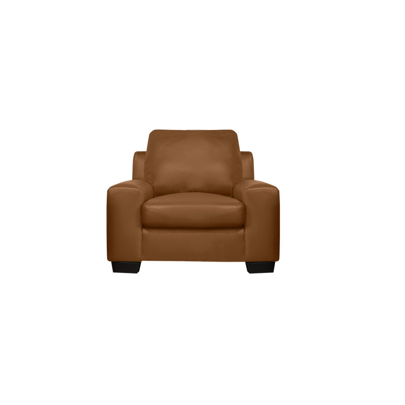 Fauteuil Davontai, Cuir véritable brun moyen