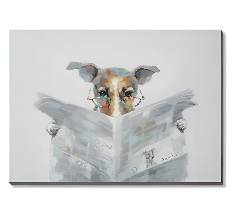 Dog Reading 50% Hand-Painting
