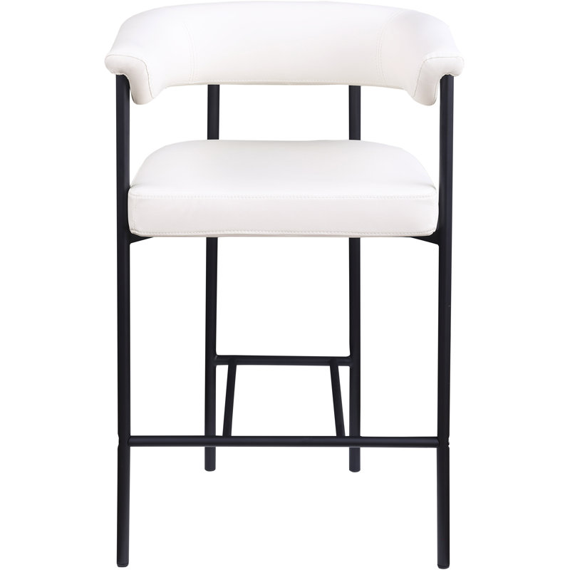 Tabouret de comptoir Malin, Crème végétalien en cuir