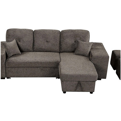Canapé-lit réversible avec cadre latéral et 2 accoudoirs, canapé-lit coulissant en forme de L, canapé-lit avec banc de rangement (gauche / droite), convient au salon, couleur gris anthracite Cox