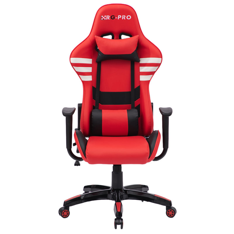 17 Stories Adjustable Reclining Ergonomic Faux Leather Swiveling PC & Racing Game Chair, Red/Black/White