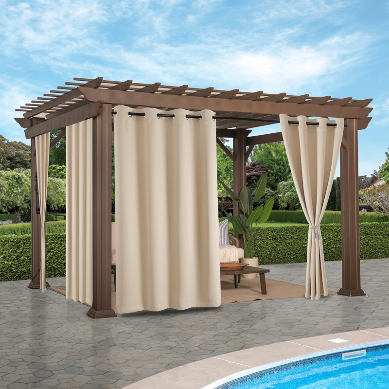 Ensemble de 2 rideaux d'extérieur unie, Beige, 52" W x 96" L