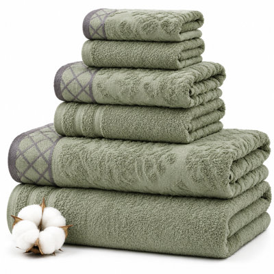  6 Piece 100% Cotton Towel Set