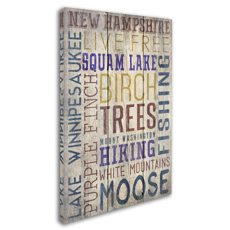 « new hampshire 1 », art textuel sur toile tendue, H 32 po x l 22 po x P 2 po