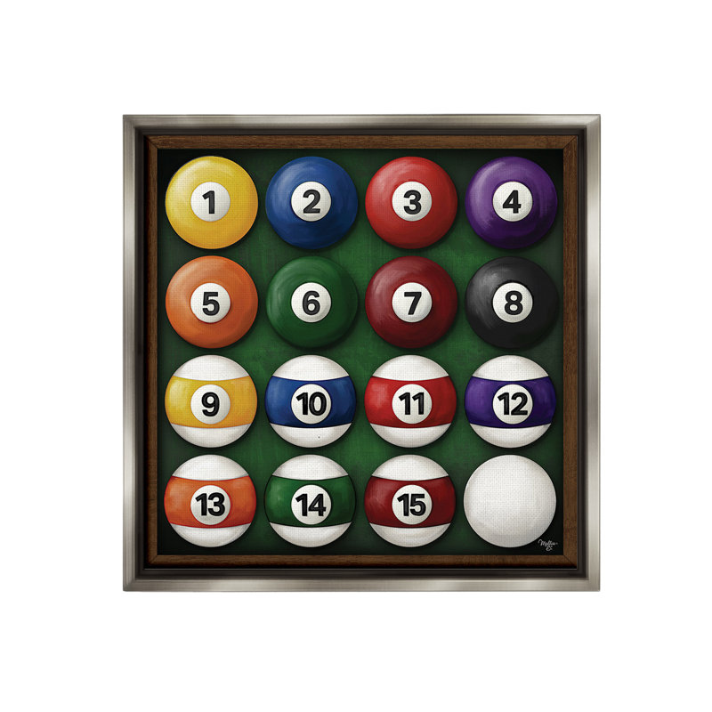 «Traditional Billiards Balls» par Molly B. sur toile, Cadre flottant gris lustré, H 18 po x l 18 po