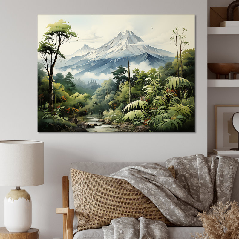 «Jungle Volcano Paradise» sur toile, Toile tendue, 24" H x 32" W