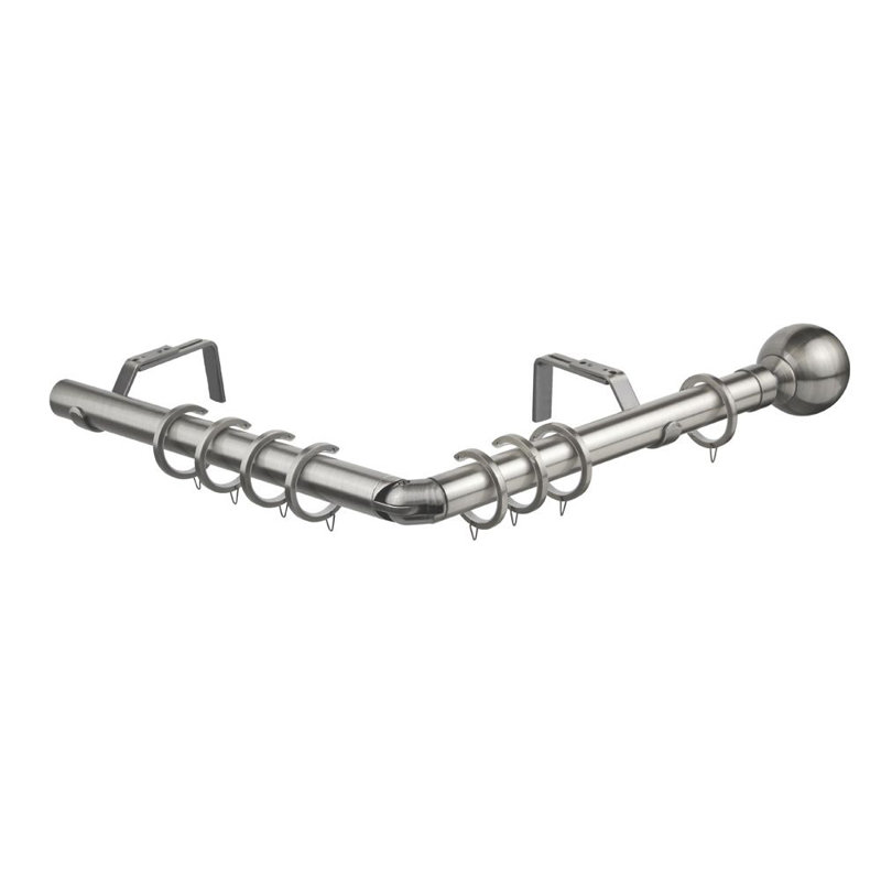 28mm 5 Sided Bay Pole , Satin Silver